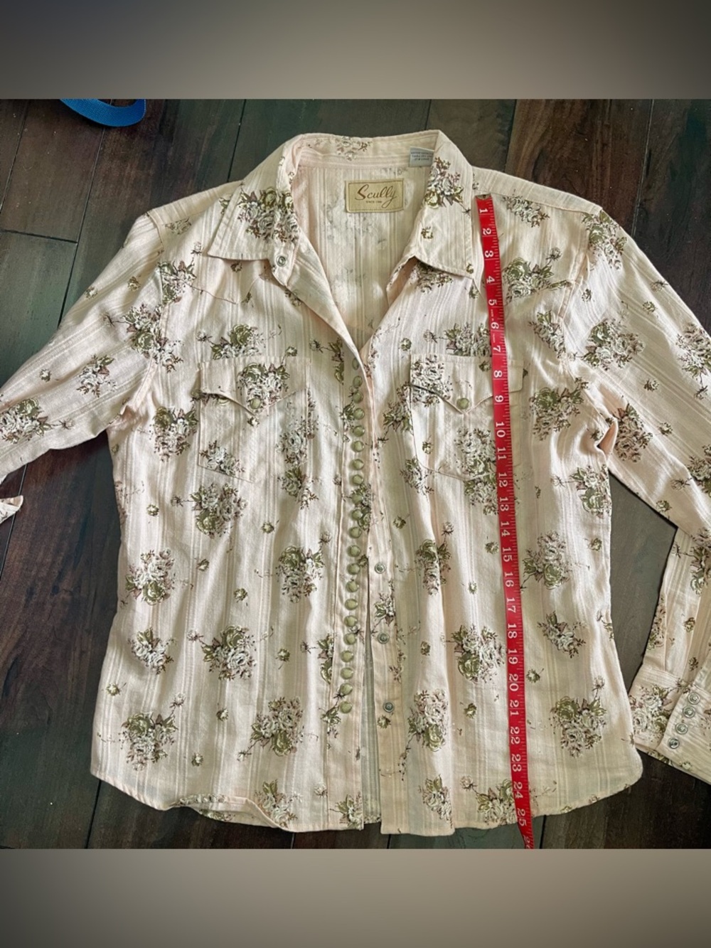 SCULLY Western Style Long Sleeve Multi pearl Snap light pink with floral print